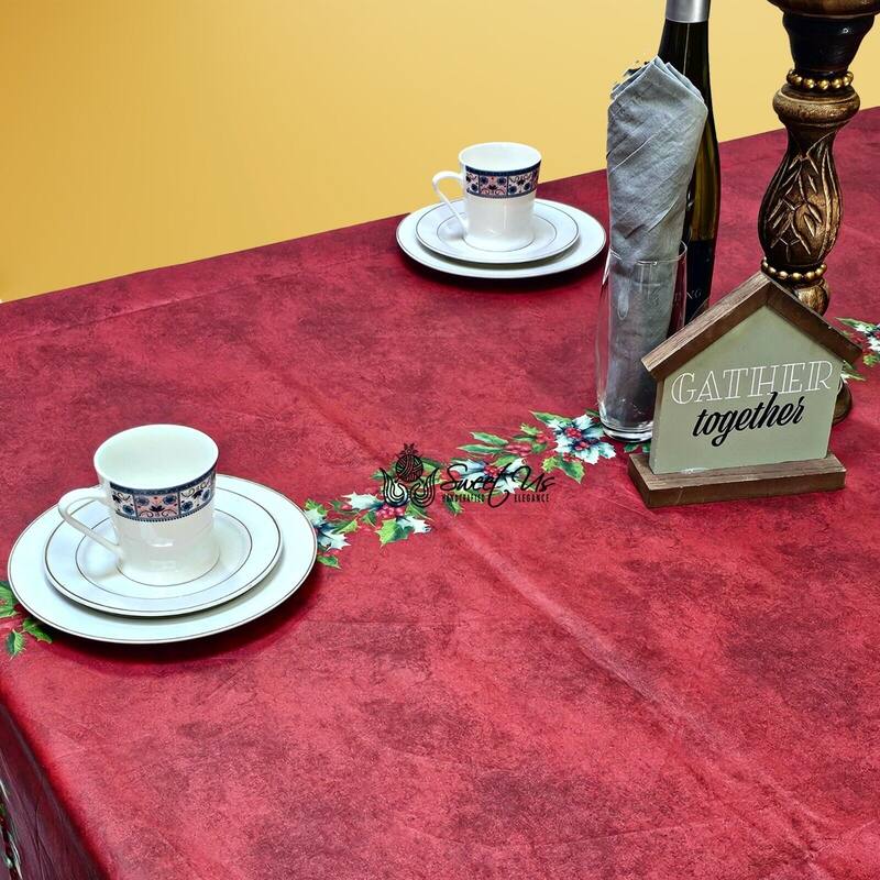 Christmas Acrylic Coated Wipeable Spill Resistant French Tablecloth