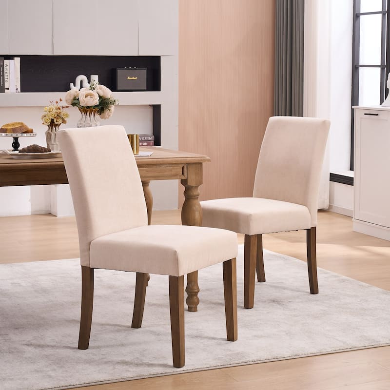 Boucle Fabric Upholstered Dining Chairs (Set of 2)