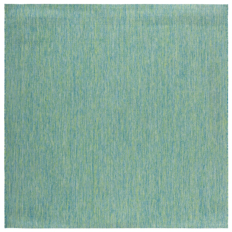 SAFAVIEH Courtyard Begajeta Indoor/Outdoor Waterproof Patio Backyard Rug. - 6'7" Square - Green/Blue