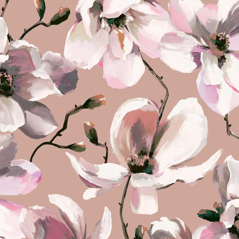 Galerie Wallcoverings Flora Cherry Blossoms Vinyl on Non-woven Matte Wallpaper Roll - 33 feet x 21 inches - Pink