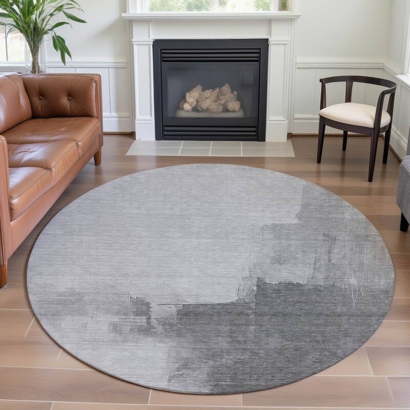 Premium Washable Super Soft Abstract Chic Mayfield Rug - Silver - 8' x 8'