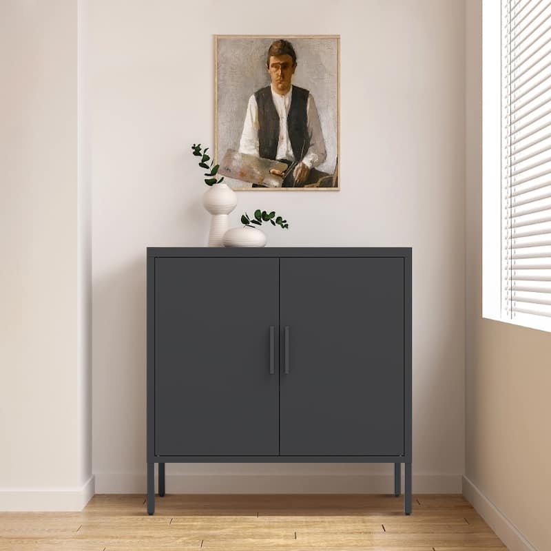 Metal Storage Cabinet with Doors and Adjustable Shelves, Steel Garage Storage Cabinet, Metal File Cabinet