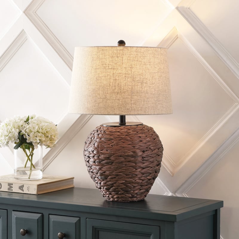 Elicia 24.5" Banana Leaf Basket LED Table Lamp, by JONATHAN Y
