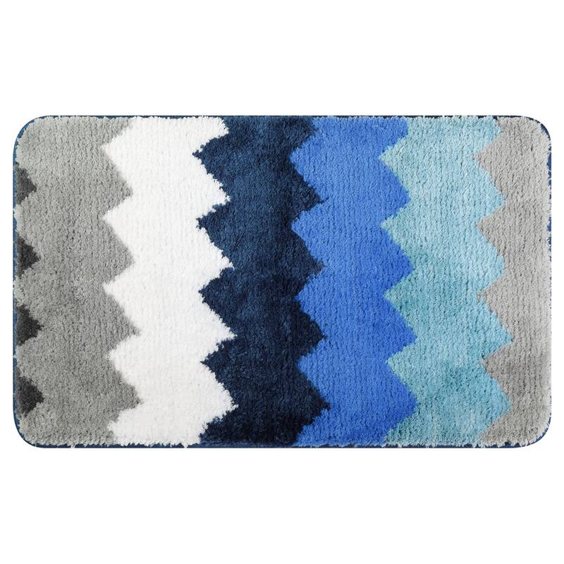 Waves Stripe Bathroom Carpet, Extra Soft and Absorbent Bath Mat, Non-Slip Rug for Bathroom, Tub, Shower