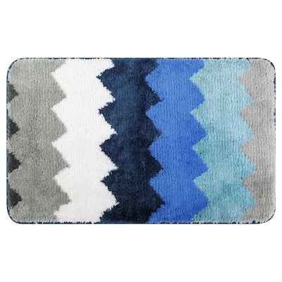 Waves Stripe Bathroom Carpet, Extra Soft and Absorbent Bath Mat, Non-Slip Rug for Bathroom, Tub, Shower