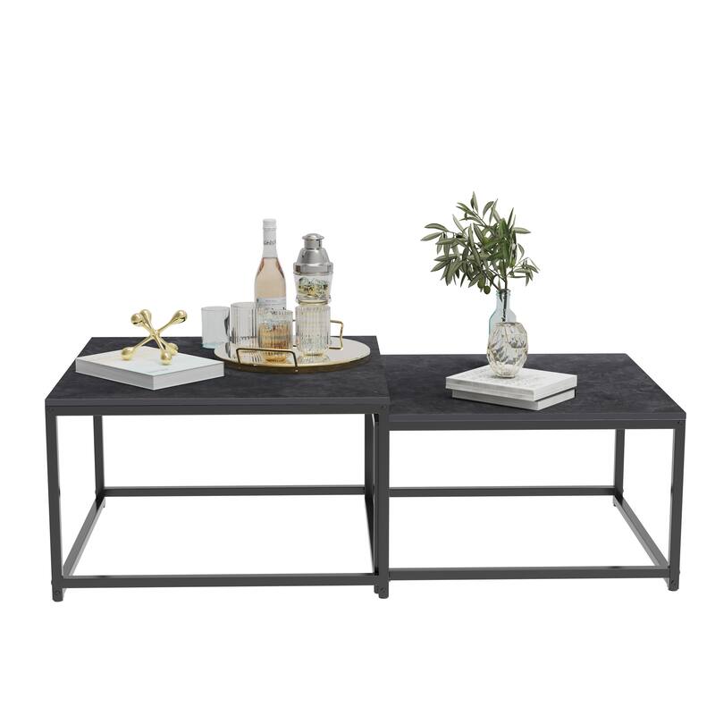 Square Sintered Stone top Nesting Coffee Table (Set of 2) - 27.5" x 18.9"
