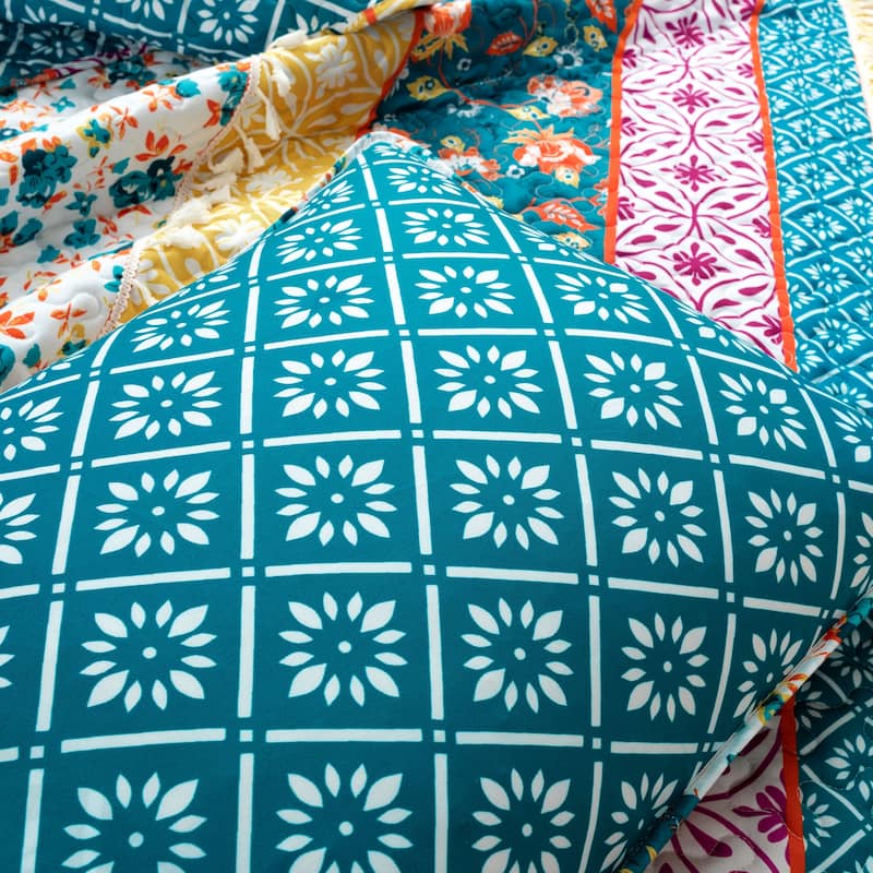 Lush Decor Emily Boho Stripe Reversible 3 Piece Quilt Set