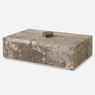 Uttermost Griseus Travertine Stone Box - 2.75'' H X 9.5'' W X 6'' D
