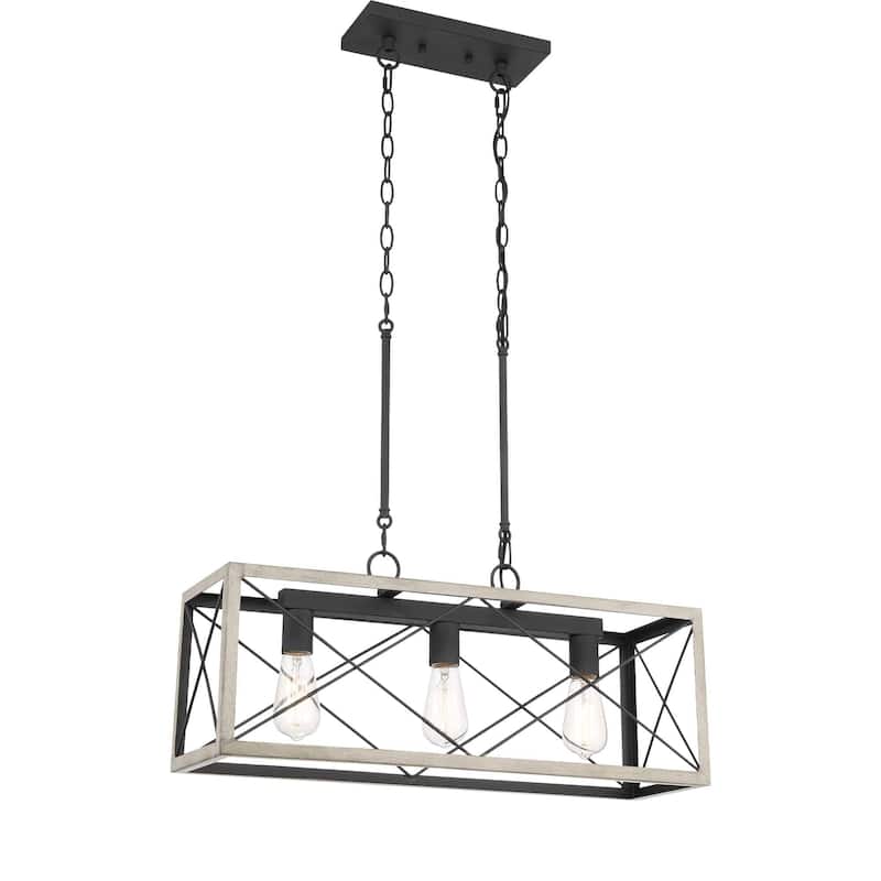 Acroma 3-light Rectangle Island Chandelier for Dining Room - 25 inches - Driftwood