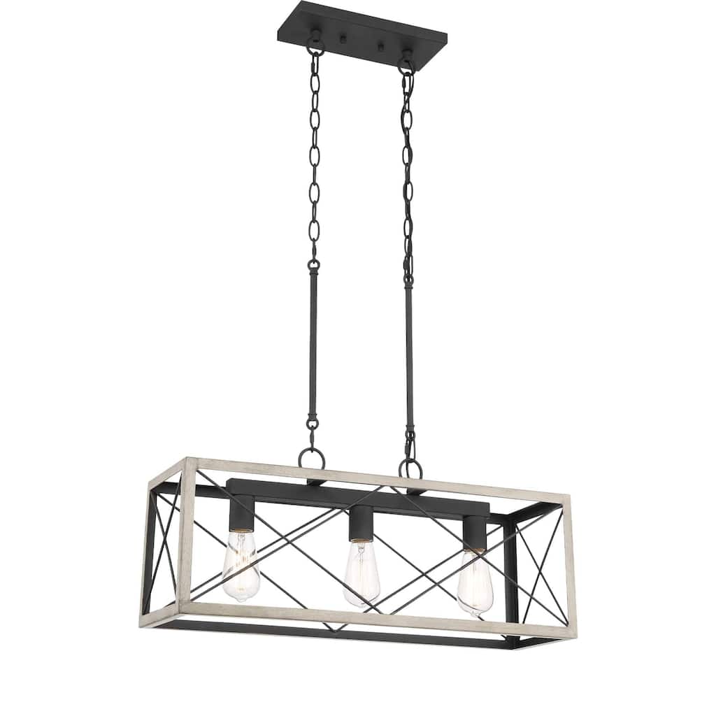 Acroma 3-light Rectangle Island Chandelier for Dining Room - 25 inches