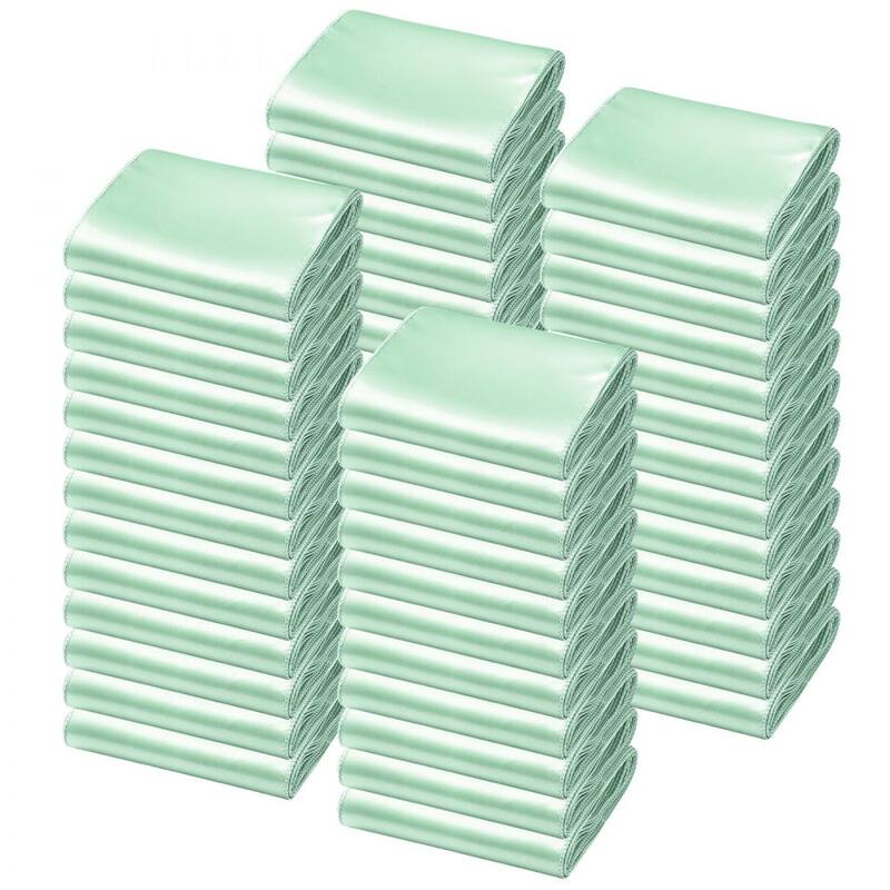 Satin Chair Ribbons for Wedding Reception Adjustable Fit for Folding Banquet and Chiavari Chairs - Light Green-100 PCS