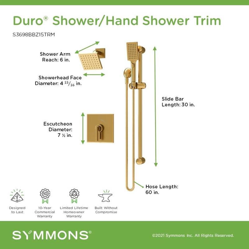 Symmons S369815TRM Duro HydroMersion Pressure Balanced Shower System