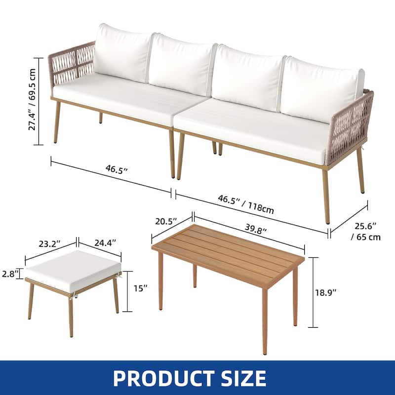 All-Weather 4-Piece Outdoor Wicker Sectional Sofa Set,L-Shaped Patio Conversation Set