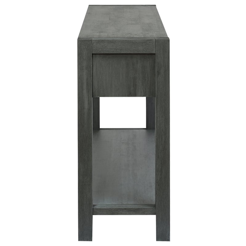 Acacia Veneer Console Sofa Table, Entryway Table with Open Storage Shelf and 2 Drawers Hallway Tables Accent Table