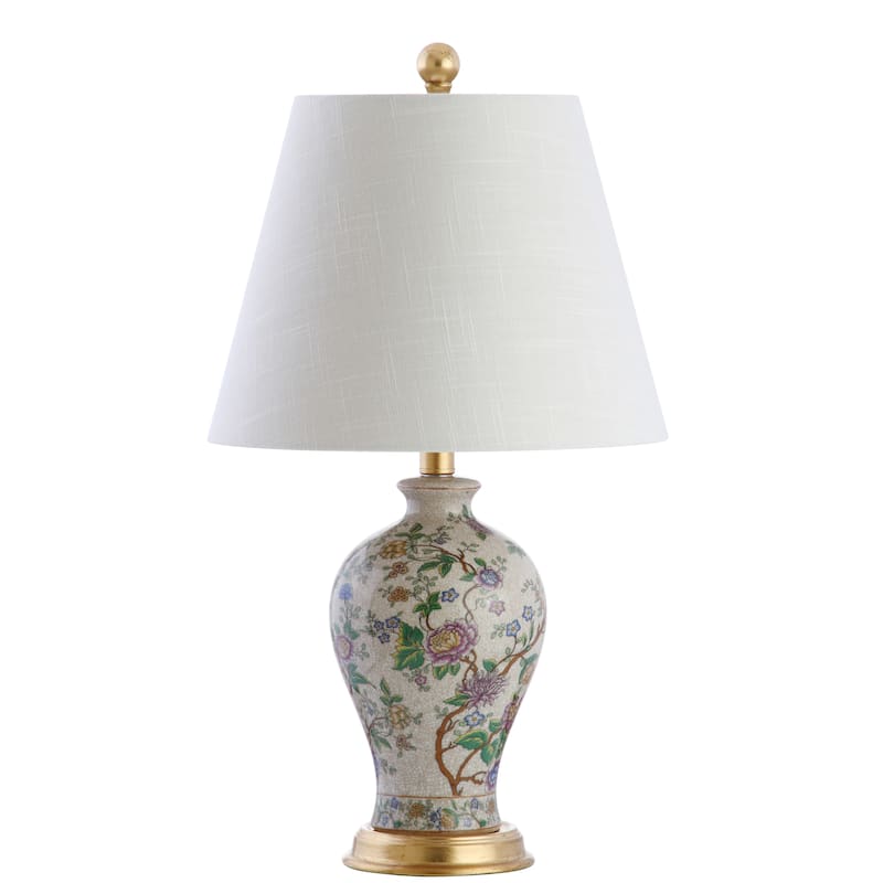 Grace 24" Floral LED Table Lamp, Multi/Brass by JONATHAN Y
