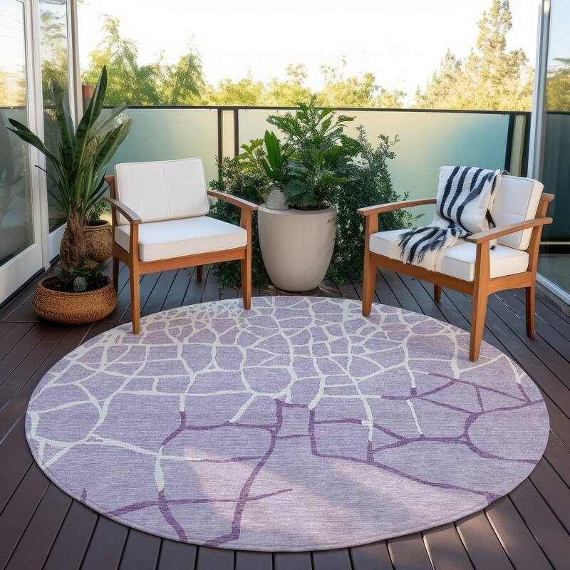 Machine Washable Indoor/ Outdoor Abstract Webby Chantille Rug