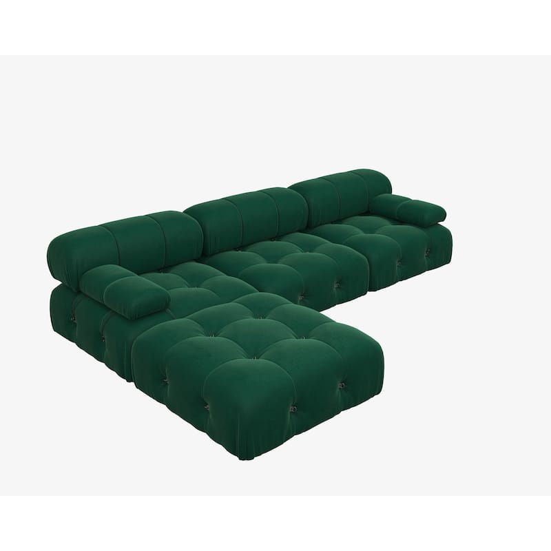 L-Shape Modern Velvet Sectional Sofa , Upholstery 3 seater with ottoman-103.95"