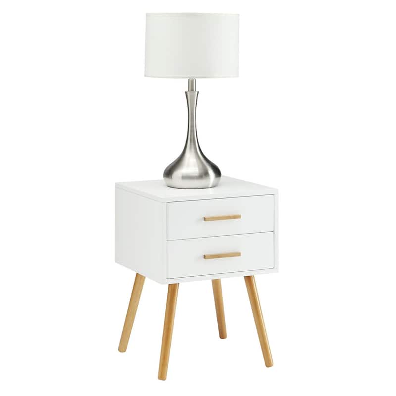 Classic 2 Drawer End Table - Solid Wood Legs, Stylish Decor, Living Room Accent Table, Storage Solution - 23.75