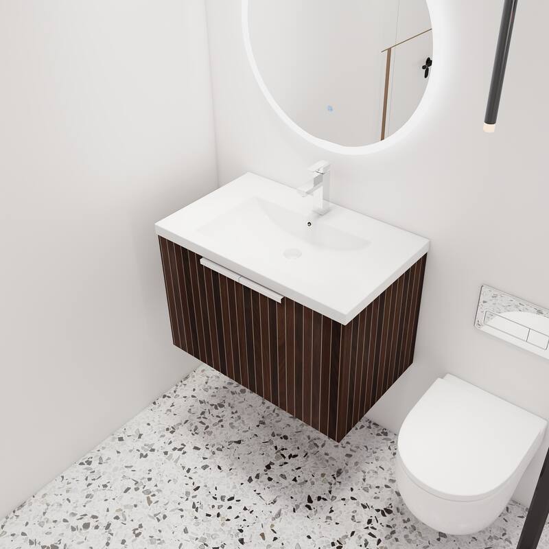 Malwee 24"/30"/36"/48" Bathroom Vanity with Sink, Floating Bathroom Vanity with Soft Close Door