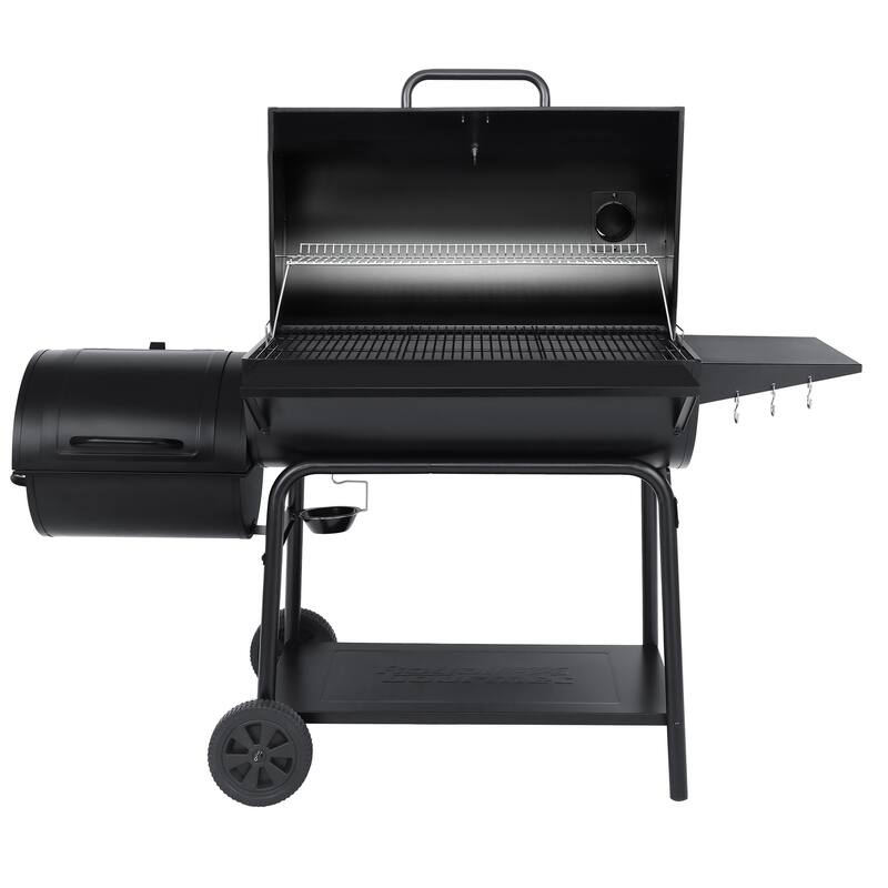 Royal Gourmet Charcoal Barrel Grill with Offset Smoker, Black