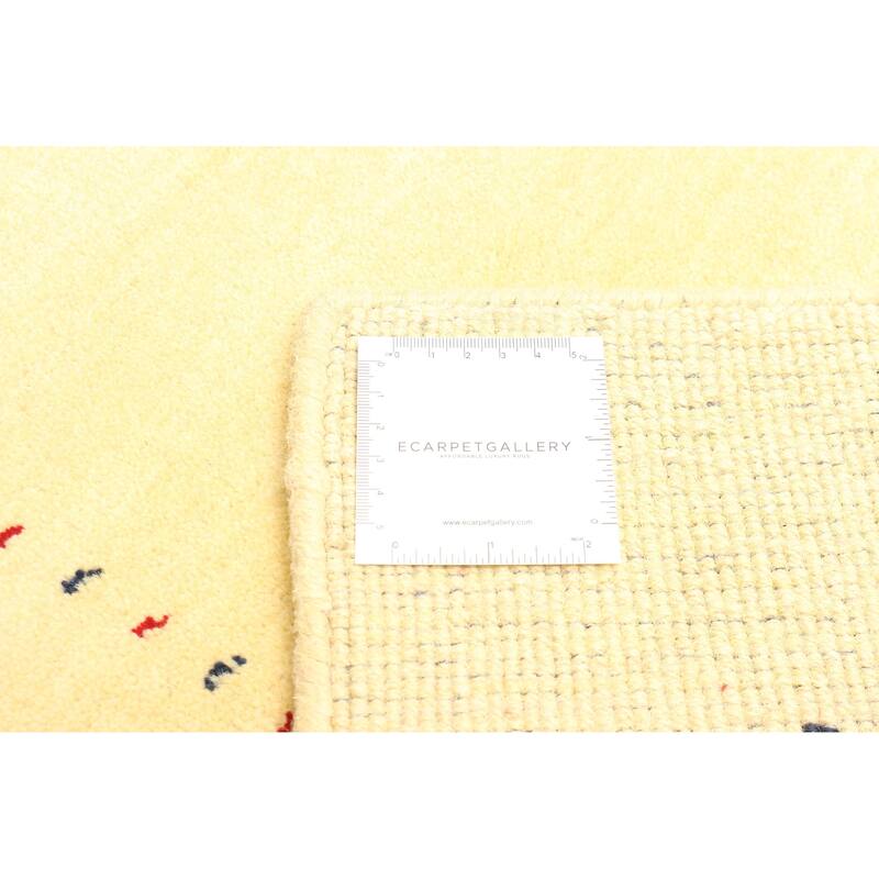 ECARPETGALLERY Hand Loomed Kashkuli Gabbeh Light Gold Wool Rug - 3'11 x 5'8