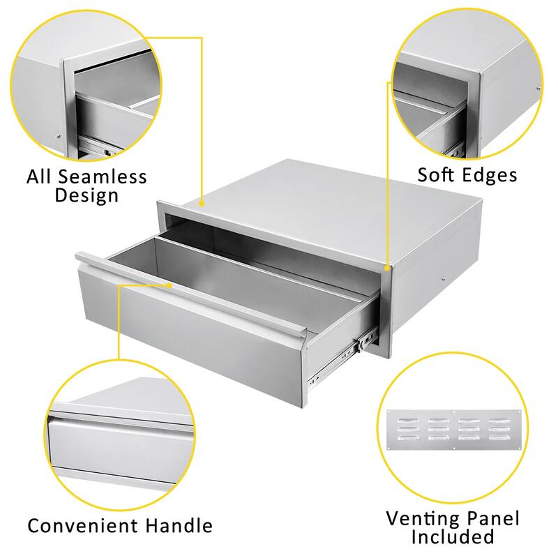 Outdoor Kitchen BBQ Access Drawers, 30W x 10H x 23D Inch - 30W x 10H x 23D Inch