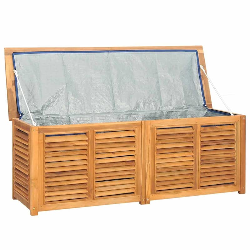 vidaXL Patio Storage Box Outdoor Cushion Storage with Bag Solid Wood Teak