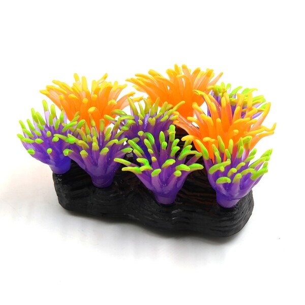 Purple Artificial Glowing Mushroom Coral Plant Ornament Fish Tank
