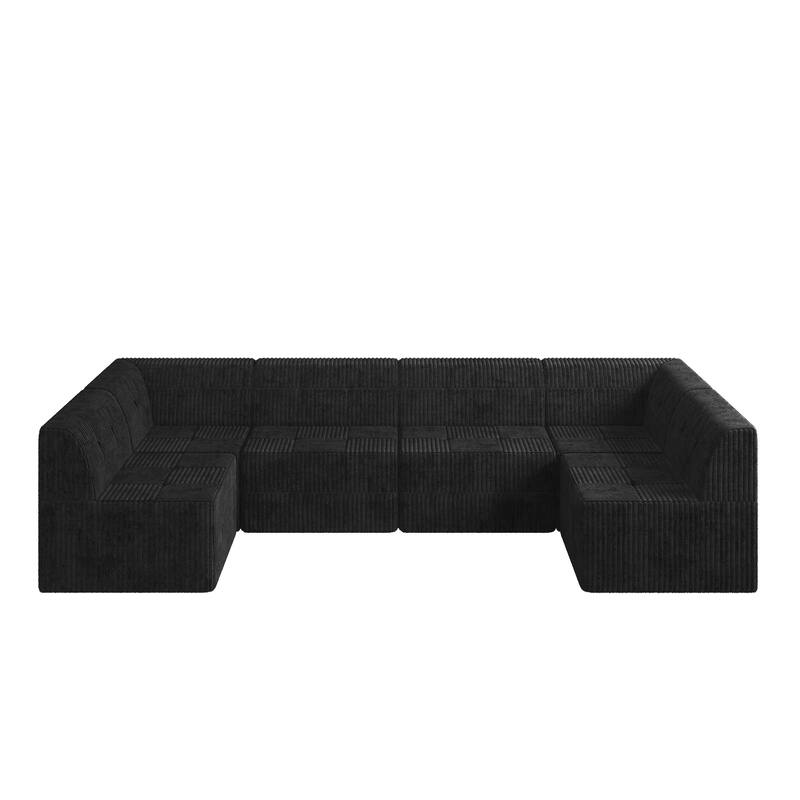 Roomfitters U-Shape Modular Sectional Sofa, Oversized Corduroy Sleeper Couch with Comfy Cushions, Space-Saving Design