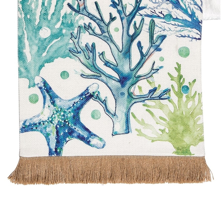 Sister Sirens Table Runner 14 x 51 White and Blue Mermaid