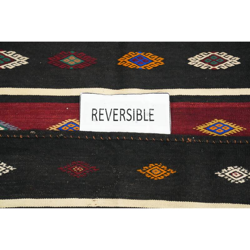 Hand Woven Oriental 100% Wool Carpet Southwestern Tribal Red Kilim Area Rug - 10' 5'' X 5' 8''
