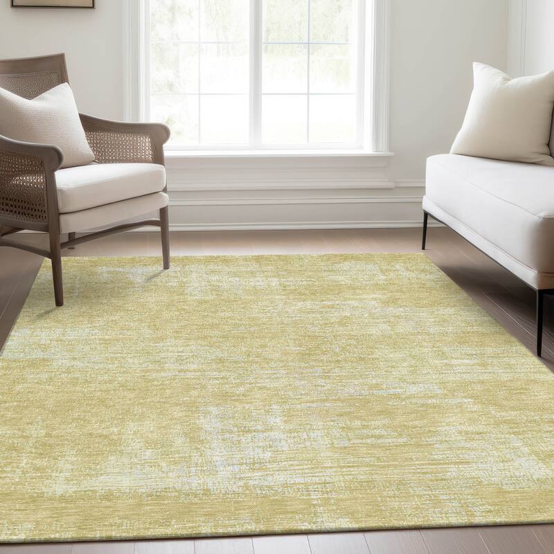 Machine Washable Indoor/ Outdoor Chantille Abstract Solid Rug