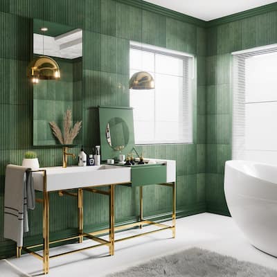 Merola Tile Capri Strata Oliva 6-7/8" x 14" Porcelain Floor and Wall Tile