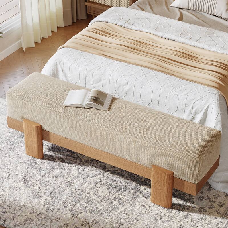 Upholstered Entryway Bench, Modern Shoe Bench, End of Bed Stool Accent Seat for Bedroom, Entrance, Living Room