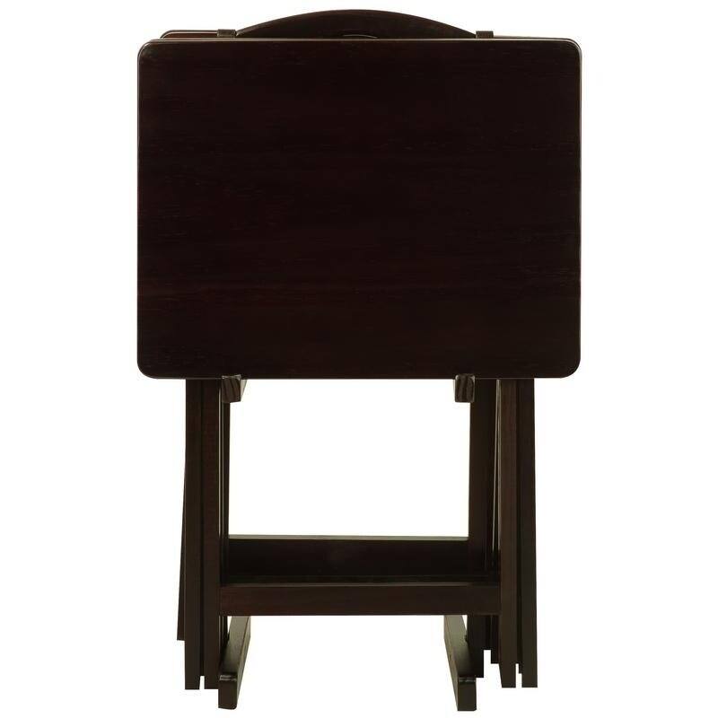 Porch & Den Laflin Solid Wood Traditional 5-piece Tray Table Set