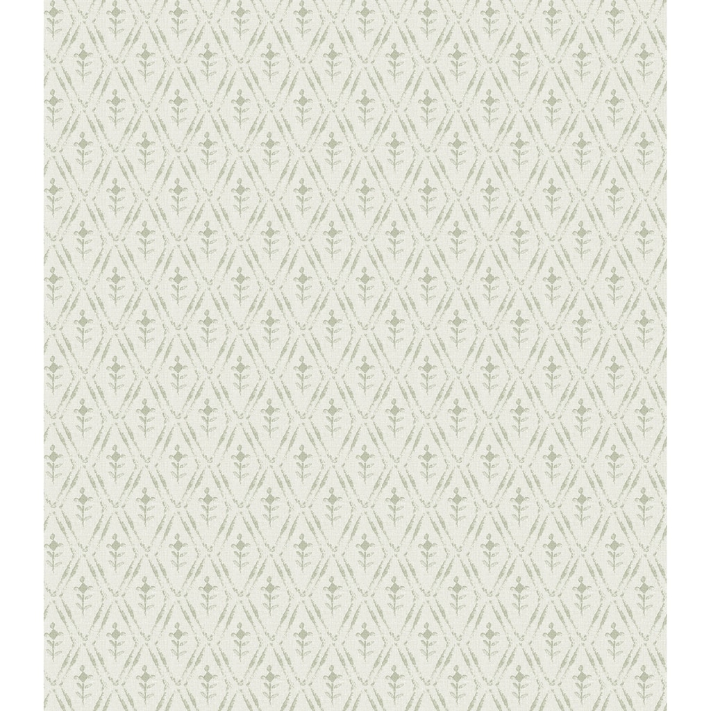 Chris Loves Julia x A-Street Prints Tillie Sage Diamond Floral Wallpaper