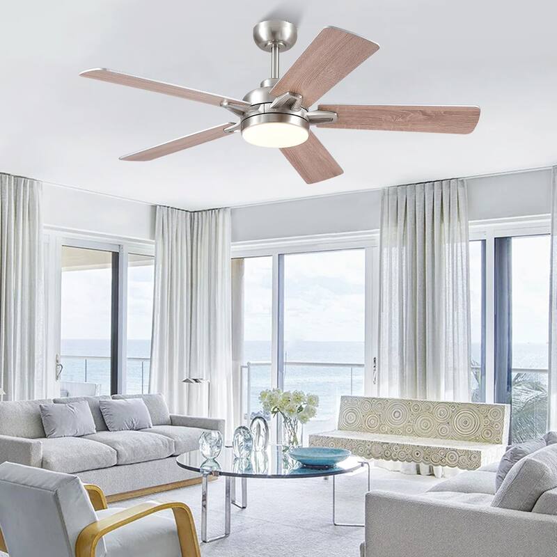 52" Modern Quiet Ceiling Fan with Light and Remote 6 Speed Airflow Bright Light for Bedroom Living Room Patio - 52 Inches