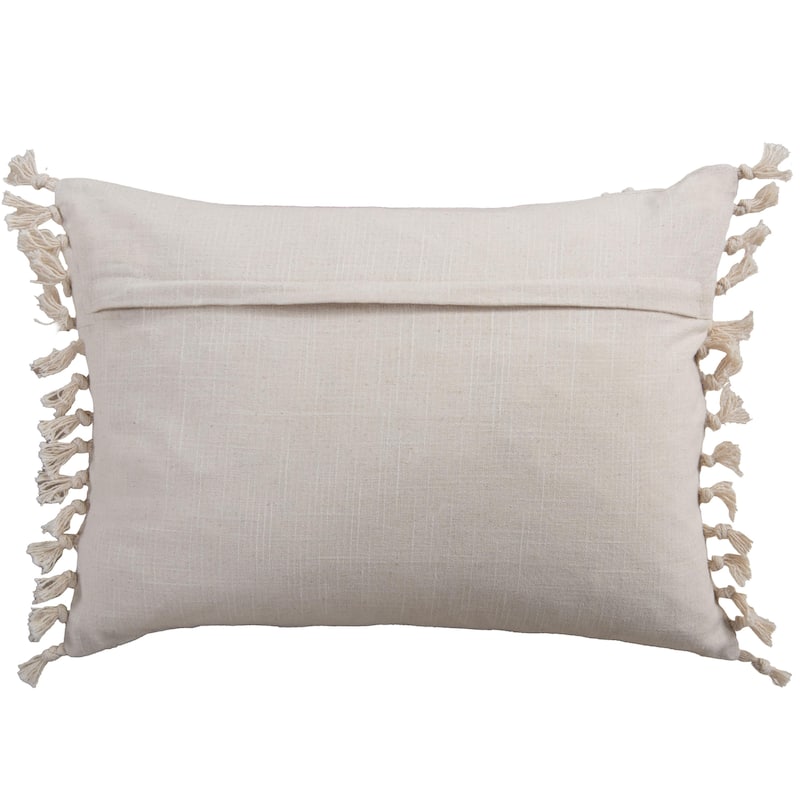 Rizzy Home Embroidered Botanical Fringe Throw Pillow, 14x20