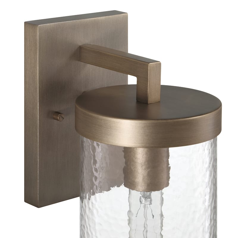 Aria Textured Water Glass and Metal Wall Mounted Outdoor Light - 6.7"L x 5.3"W x 12.5"H