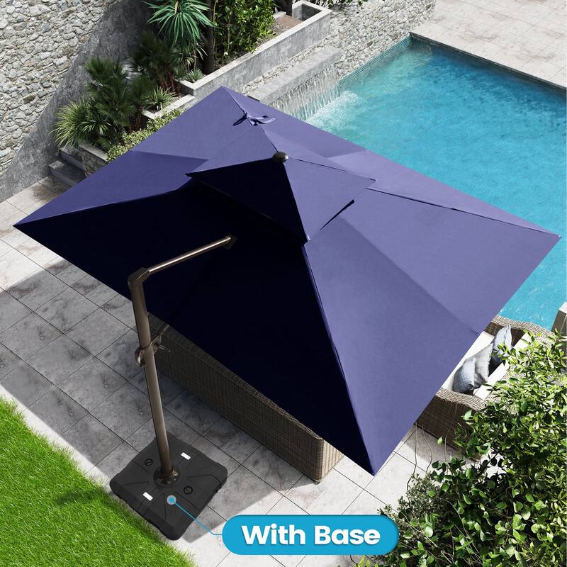 Crestlive Outdoor 13 x 10ft 360-degree Rotation Patio Cantilever Umbrella with Base