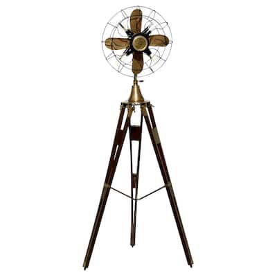 Aluminum Metal Vintage Fan Shape Room Floor Lamp - Brown - Roche River Decor