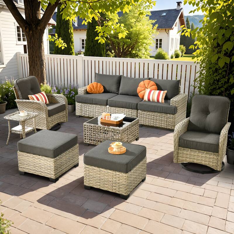XIZZI 9-piece Patio Furniture Outdoor Wicker Sofa Seating Set