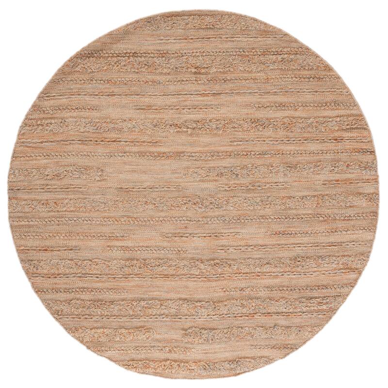 SAFAVIEH Handmade Vermont Kami Wool Rug - 6' Round - Beige/Orange