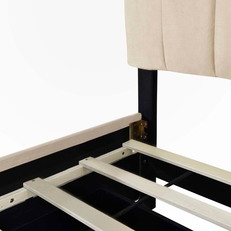 Queen Size Velvet Upholstered Platform Bed with Twin XL Trundle