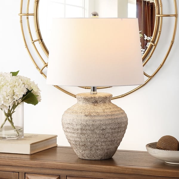 SAFAVIEH Ledger Ceramic Table Lamp - Light Grey.