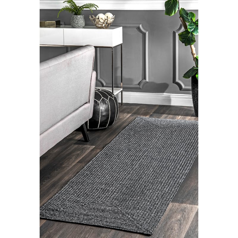 Nuloom Wynn Braided Indoor/Outdoor Area Rug - 2'6" x 8' Runner - Charcoal