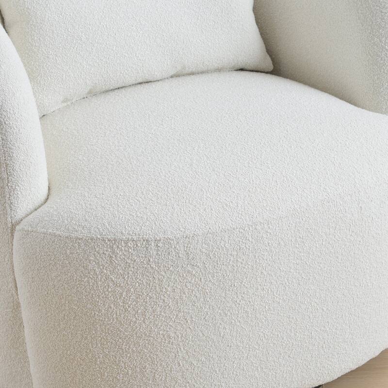 KINWELL 2-Piece Sherpa Living Room Set 1 Accent Chair 1 Boucle Ottoman