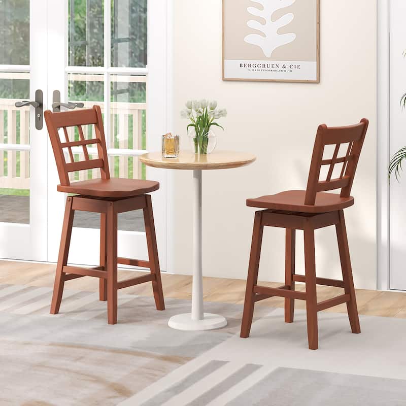 Gymax 2PCS 24.5 Inch Counter Height Bar Chairs Swivel Bar Stools w/