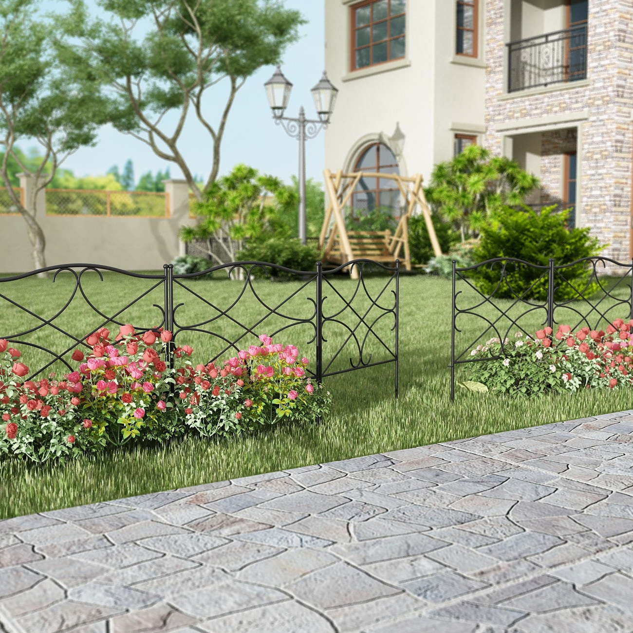 AMAGABELI GARDEN & HOME 8 Panels Decorative Garden Fence 10ft (L