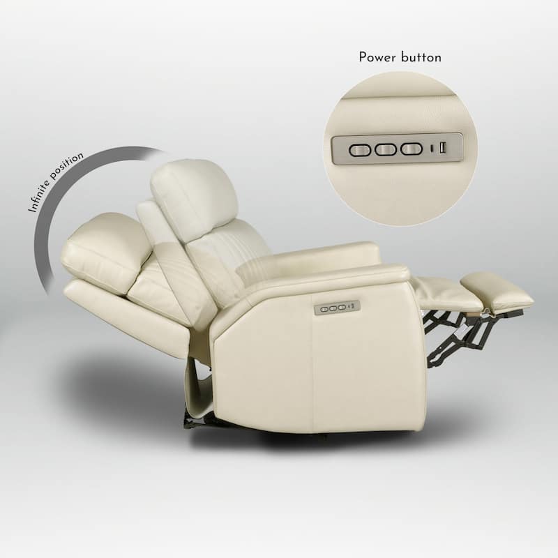 Leather Zero Gravity Power Recliner with Power Headrest and Power Lumbar,USB&USB-C Port